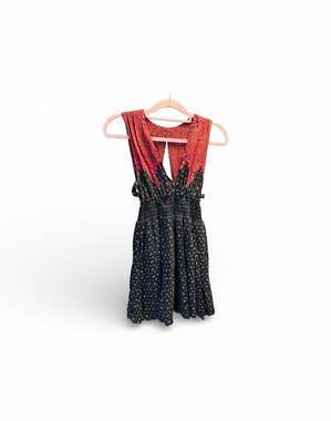 Free People Walking Through My Dreams Mini Dress Black Red Floral